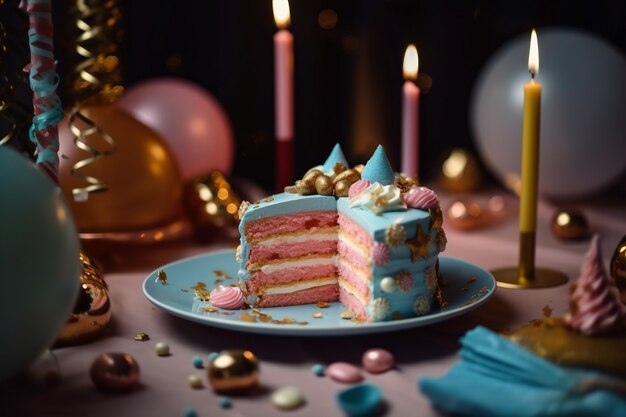 Goldelemente für Geburtstagsfeier und Kuchen