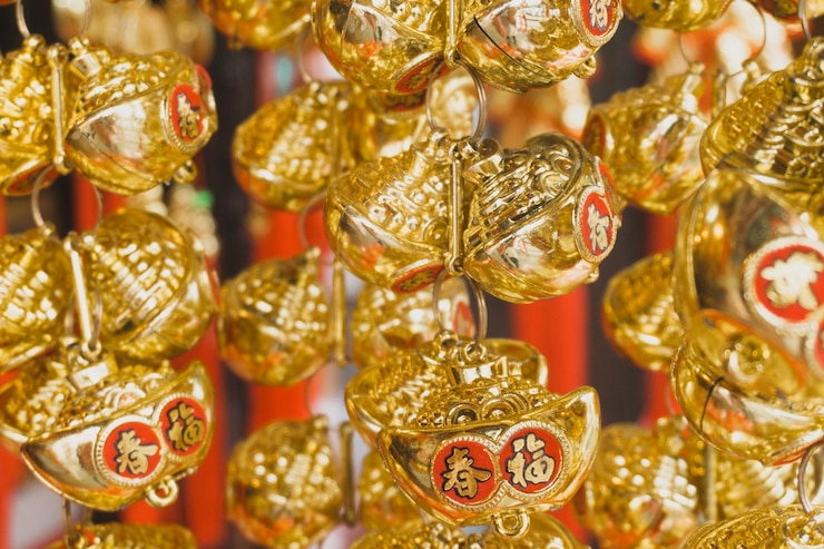 Kostenlose Foto goldene dekoration für das chinesische neujahr