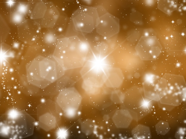 Kostenloses Foto goldener weihnachtshintergrund mit funkelnden lichtern