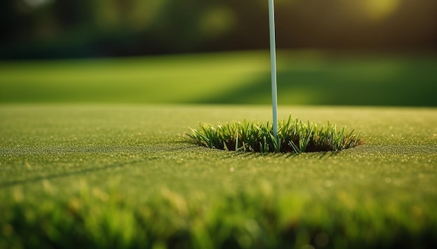 Kostenloses Foto golfball auf grünem rasen, freizeitaktivität, generiert durch ki