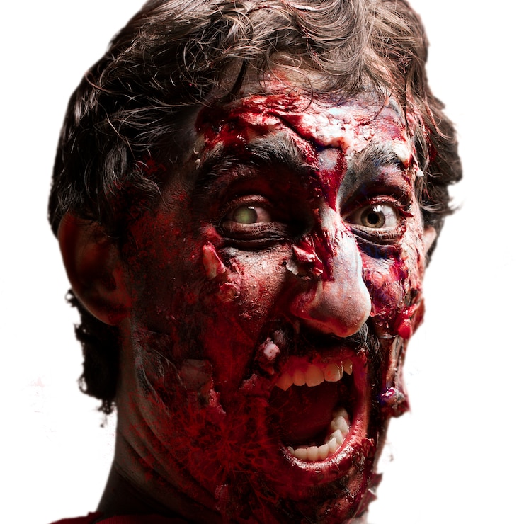 Kostenlose Foto gory zombie mit offenem mund