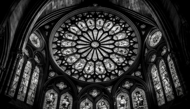 Kostenloses Foto gotischer altar und buntglas in der kathedrale, generiert von ki