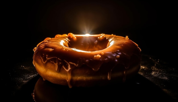 Kostenloses Foto gourmet-donut mit schokoladenglasur und süßigkeiten, die von ki generiert wurden