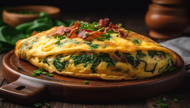 Gourmet-Fleischpastete, gebacken auf rustikalem, von KI erzeugtem Holz