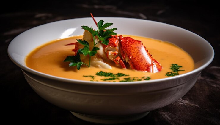 Kostenlose Foto gourmet-kürbissuppe mit frischer dillgarnitur readytoeat, generiert von ki