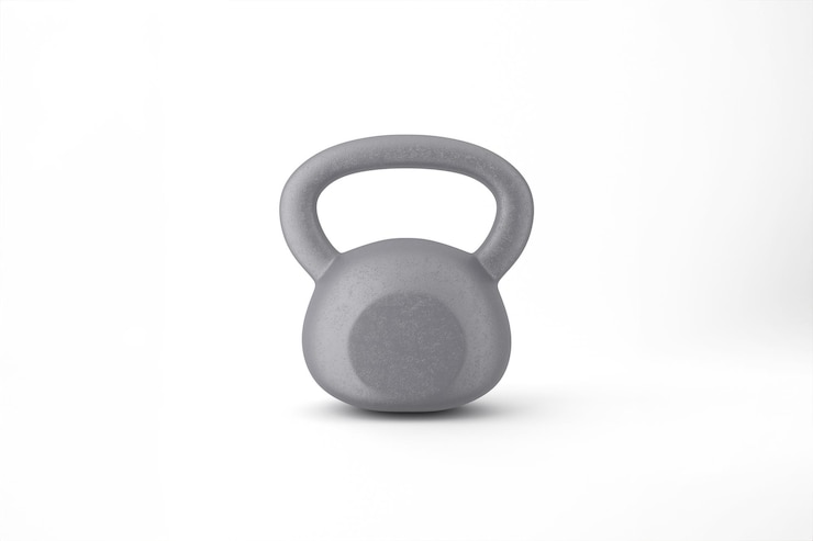 Kostenlose Foto graue kettlebell isoliert auf weißem hintergrund