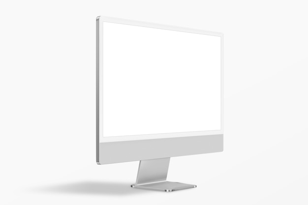 Graues, minimales digitales Computer-Desktop-Bildschirmgerät mit Designraum