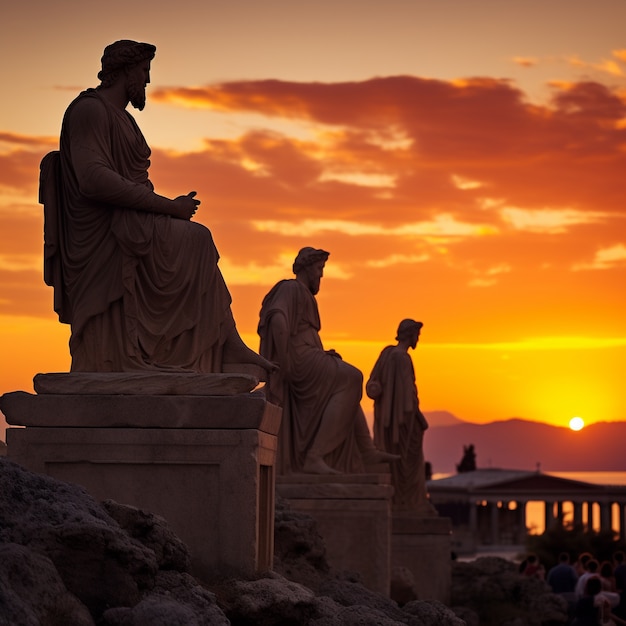 Kostenloses Foto griechische büsten bei sonnenschein