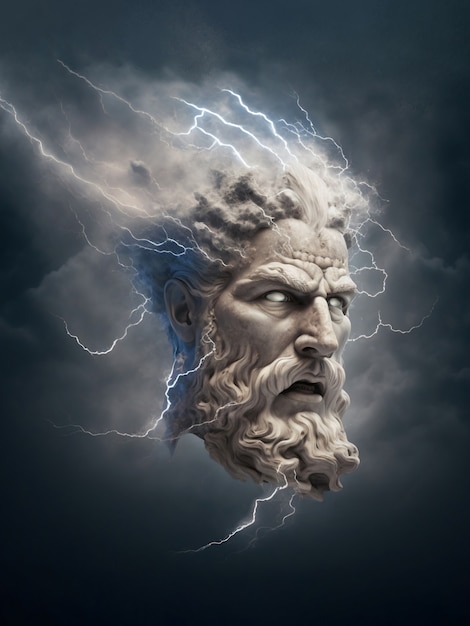 Griechischer Gott mit Blitzen
