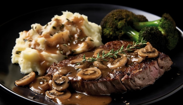 Kostenloses Foto grillte steakfleischfilet, perfekt gekocht, bereit zum essen, erzeugt von künstlicher intelligenz.