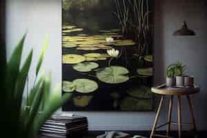 Kostenloses Foto grüne blattpflanze sitzt auf elegantem holztisch generativer ki