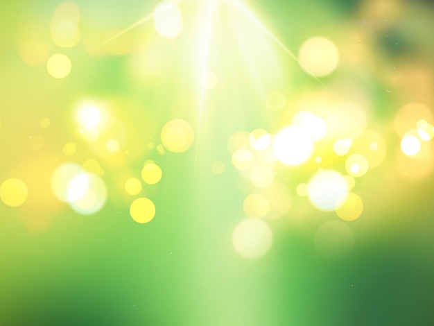 Grüne Bokeh Lichter Hintergrund mit Sonnenstrahlen