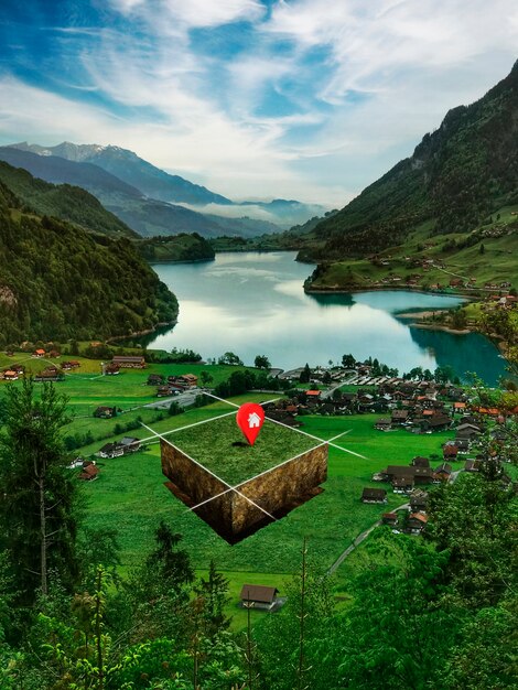 Grundstück mit Naturlandschaft und Standortstift