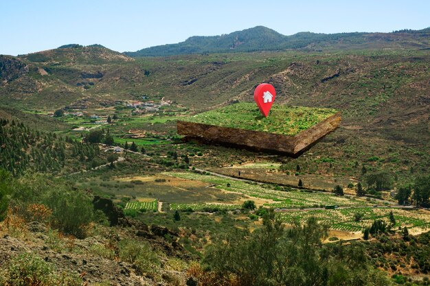 Grundstück mit Naturlandschaft und Standortstift