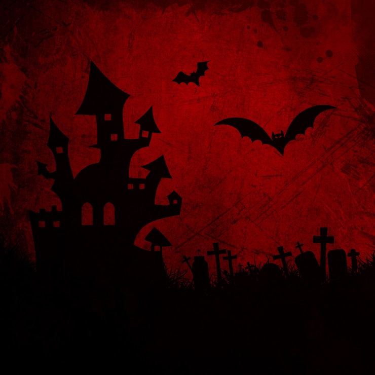 Kostenlose Foto grunge halloween hintergrund mit spuk haus