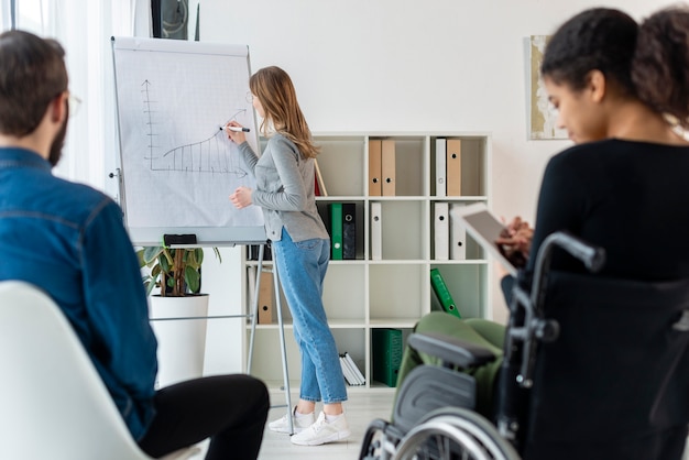 Gruppe von Personen, die Projektnotizen machen