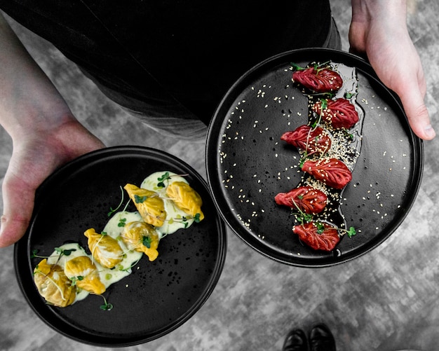 Gurza-Knödel mit Fleisch-Draufsicht