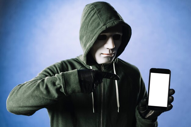 Hacker mit Smartphone-Vorlage