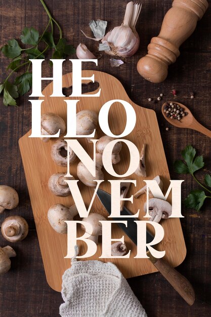 Hallo November-Komposition mit Pilzen und Gewürzen