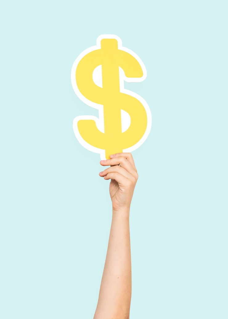 Kostenlose Foto hand, die ein dollarzeichen anhält