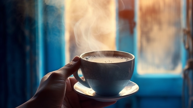 Kostenloses Foto hand, die köstliche kaffeetasse hält