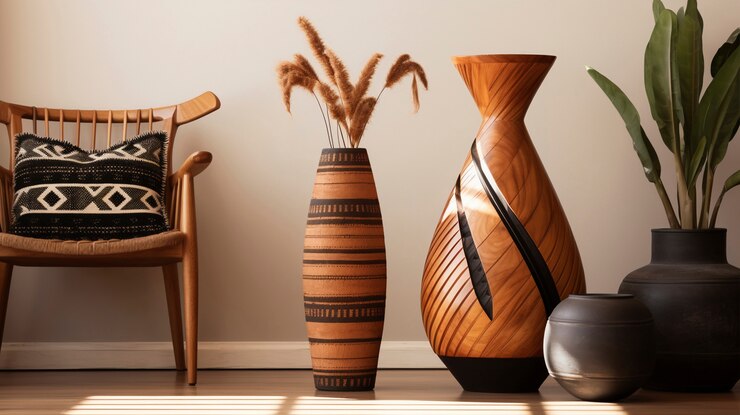 Kostenlose Foto handgefertigte dekorative hölzerne vase