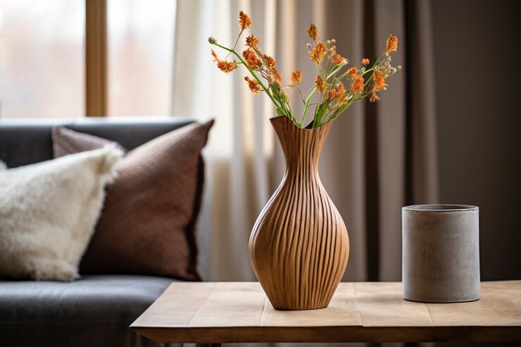 Kostenlose Foto handgefertigte dekorative hölzerne vase