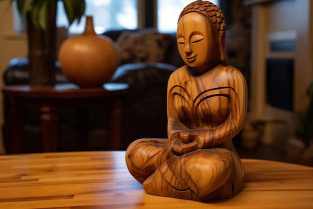 Kostenloses Foto handgefertigte dekorative holz-buddha-skulptur