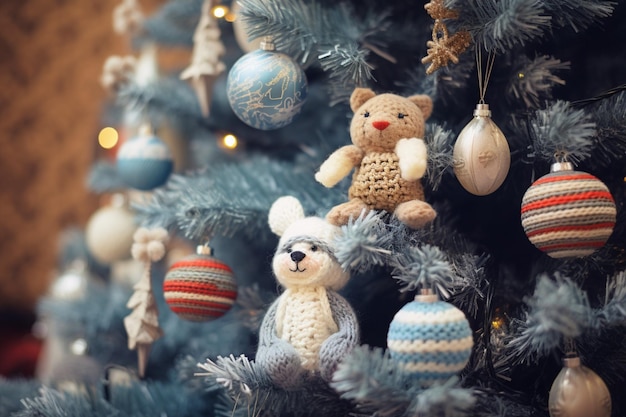 Kostenloses Foto handgefertigte weihnachtsdekorationen hängen an den tannen