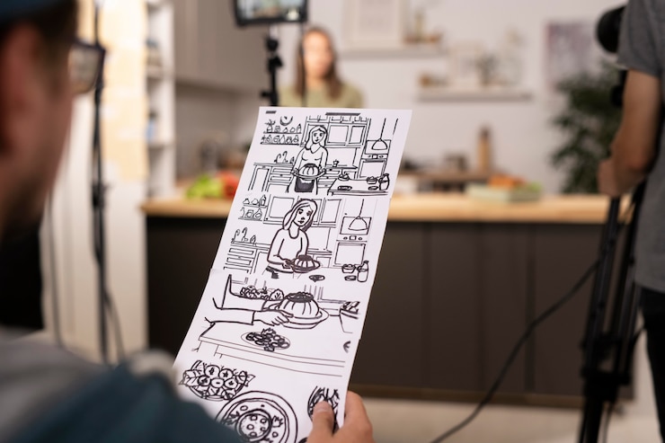 Kostenlose Foto handgezeichnete filmdrehbuch-nahaufnahme