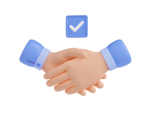 Handshake-3D-Symbol mit Häkchen