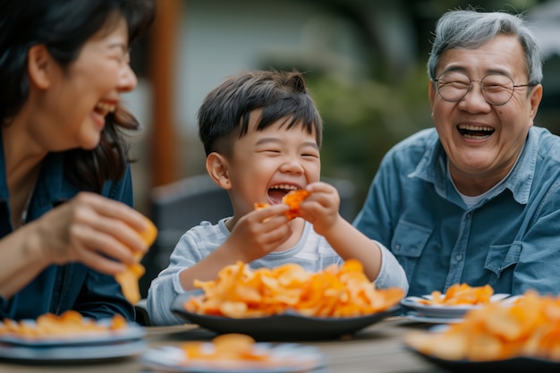 Kostenloses Foto happy grandparent and grandchild scene in celebration of grandparent's day