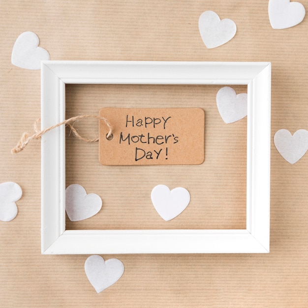 Happy Mothers Day Inschrift mit Rahmen und Herzen