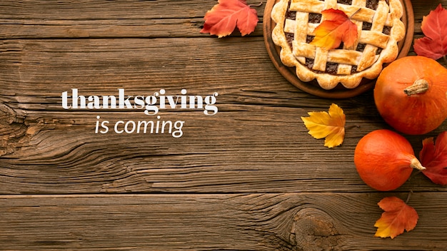 Happy Thanksgiving-Banner mit Kürbiskuchen