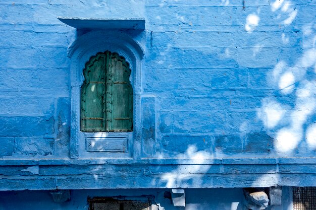 Haus außen in der blauen Stadt, Jodhpur Indien