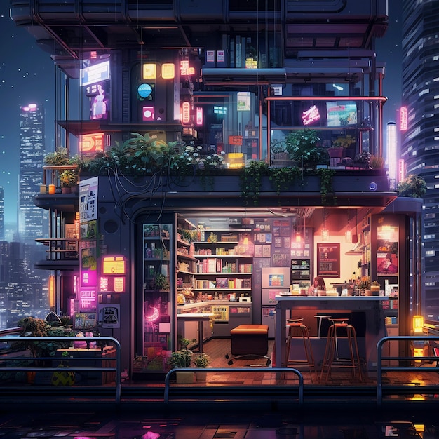 Kostenloses Foto hausarchitektur im anime-stil