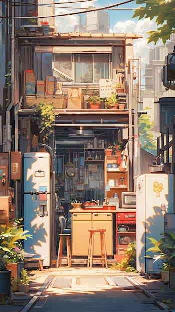 Kostenloses Foto hausarchitektur im anime-stil