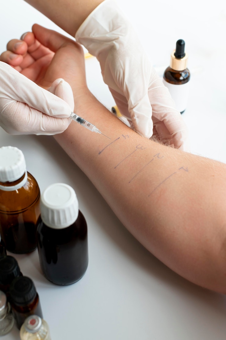 Kostenlose Foto hautallergiereaktionstest am arm einer person