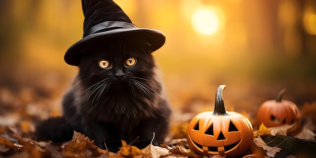 Kostenloses Foto hd-halloween-hintergrund mit schwarzer katze