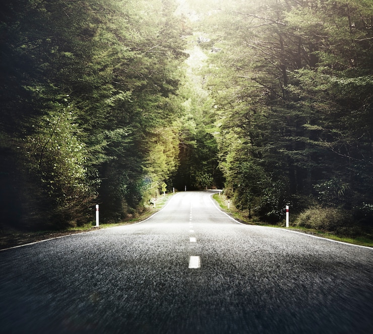 Kostenlose Foto herbst-themenorientierte landstraße mit gebirgszug-konzept