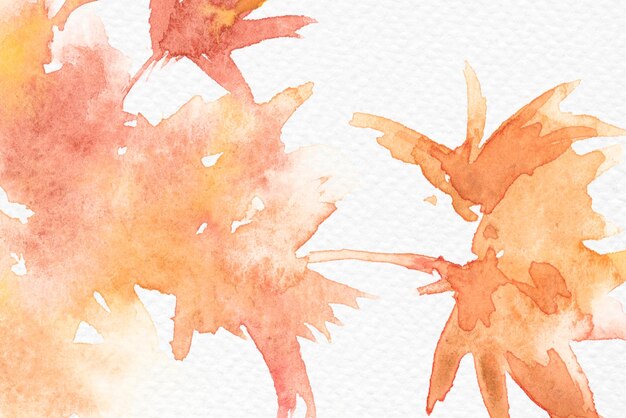 Herbstblumenaquarellhintergrund in Pastellorange mit Blattillustration