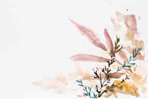 Kostenloses Foto herbstblumenrandhintergrund im weiß mit blattaquarellillustration
