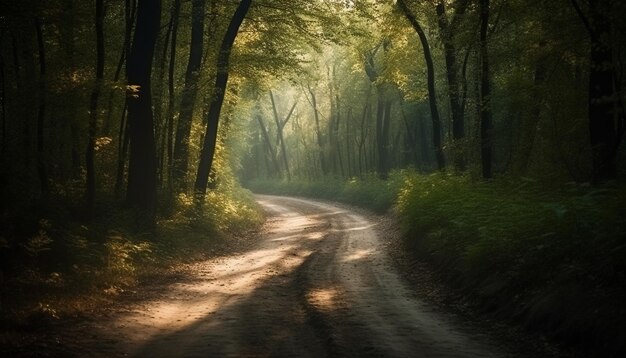 Herbstgeheimnis auf der Naturschönheit der Landstraße, erzeugt von KI