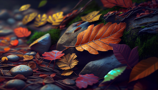 Herbstliche Schönheit in der Natur, lebendiges farbiges Waldlaub, das von KI erzeugt wird