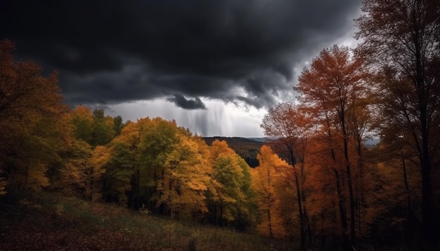 Kostenloses Foto herbstliche waldlandschaftsschönheit in naturfarben, generiert von ki