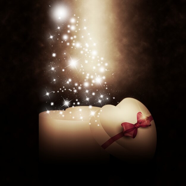 Herzförmigen Geschenk-Box mit prickelnde Sternen