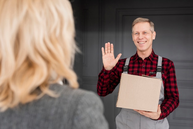 High Angle Delivery Man