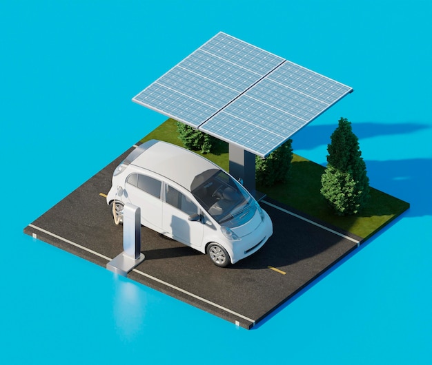 High Angle Elektroauto auf Streer