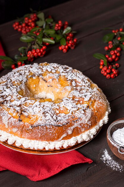 High Angle Epiphany Day Food mit Zutaten Zusammensetzung