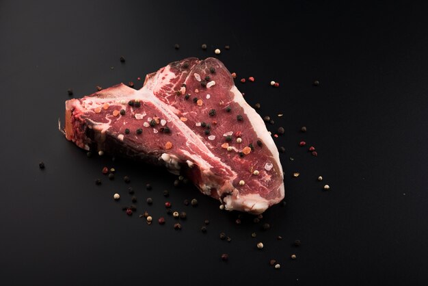 High Angle Raw T-Bone Steak